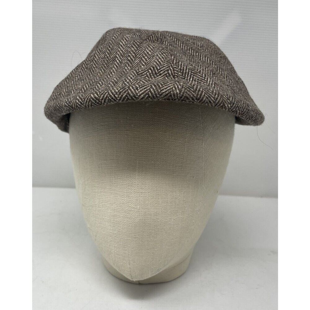 Vtg Jaxon Brown Cabbie Newsboy Hat Driving Herringbone‎ Size Medium Mens